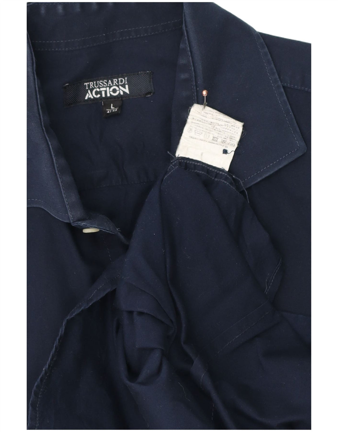 Camisa Trussardi Hombre Talla 41/42 Grande Azul Marino Algodón