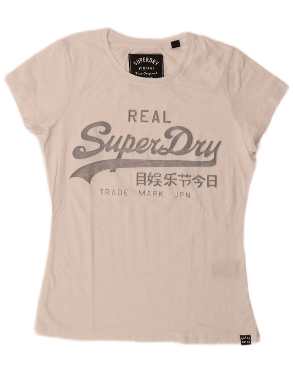 Superdry Camiseta gráfica para mujer Top UK 10 Small White Cotton