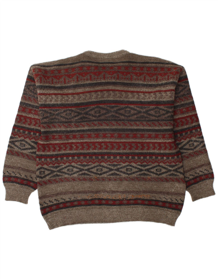 Giramondo Jersey De Cuello Redondo Para Hombre Jersey Grande Marrón Geométrico Poliacrílico