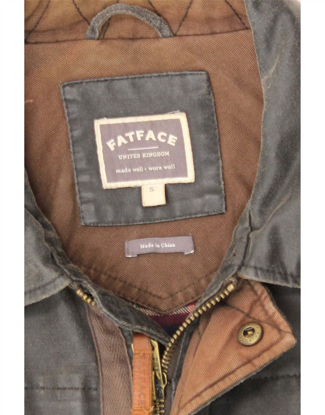 Chaqueta de algodón encerado para hombre Fat Face UK 36 Small Gris Poliéster