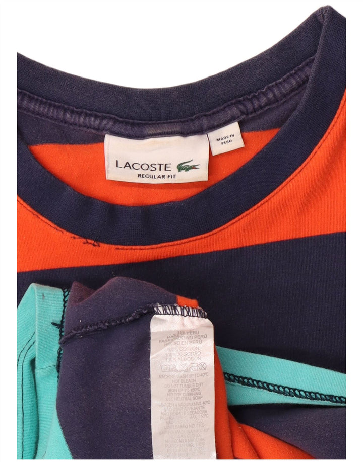 Lacoste Camiseta gráfica para mujer UK 40 Mediana Rayas multicolores