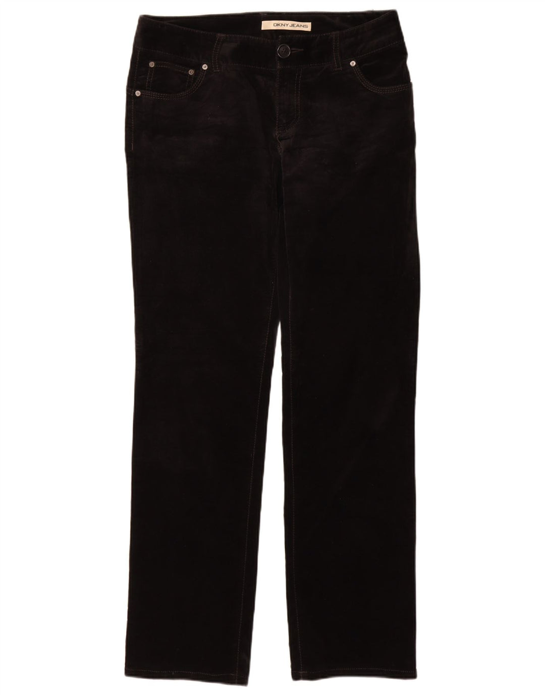 DKNY Pantalones casuales de terciopelo rectos para mujer US 8 Medium W30 L33 Negro