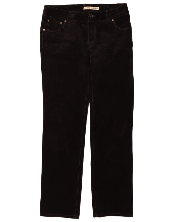 DKNY Pantalones casuales de terciopelo rectos para mujer US 8 Medium W30 L33 Negro