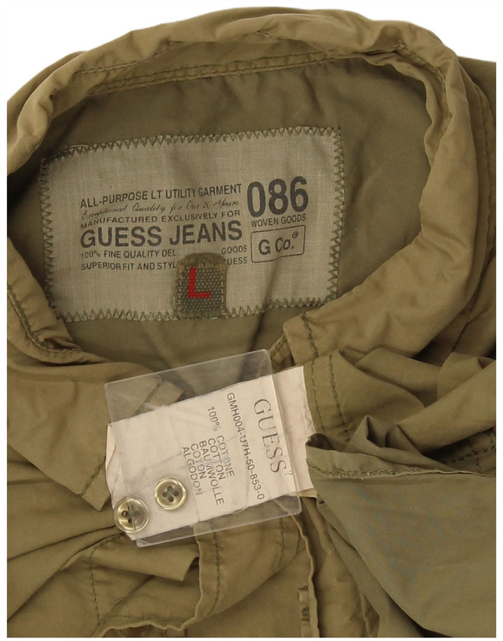Camisa Guess Hombre Large Algodón Caqui