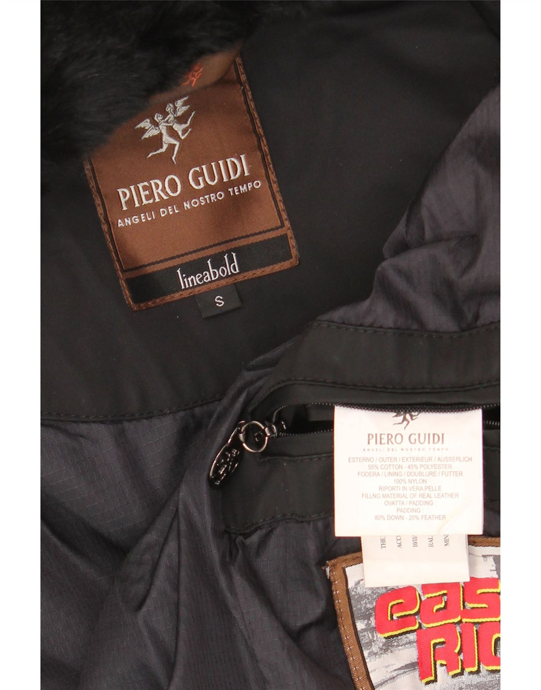 PIERO GUIDI Chaqueta acolchada extragrande para mujer UK 10 Small Black Cotton