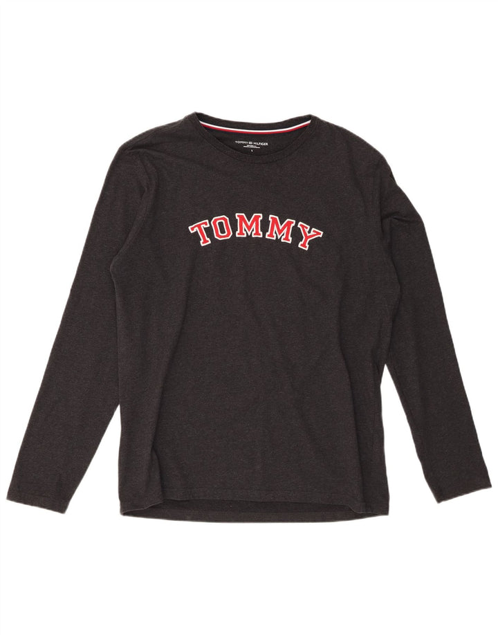 Tommy Hilfiger Top gráfico para hombre de manga larga de algodón negro grande