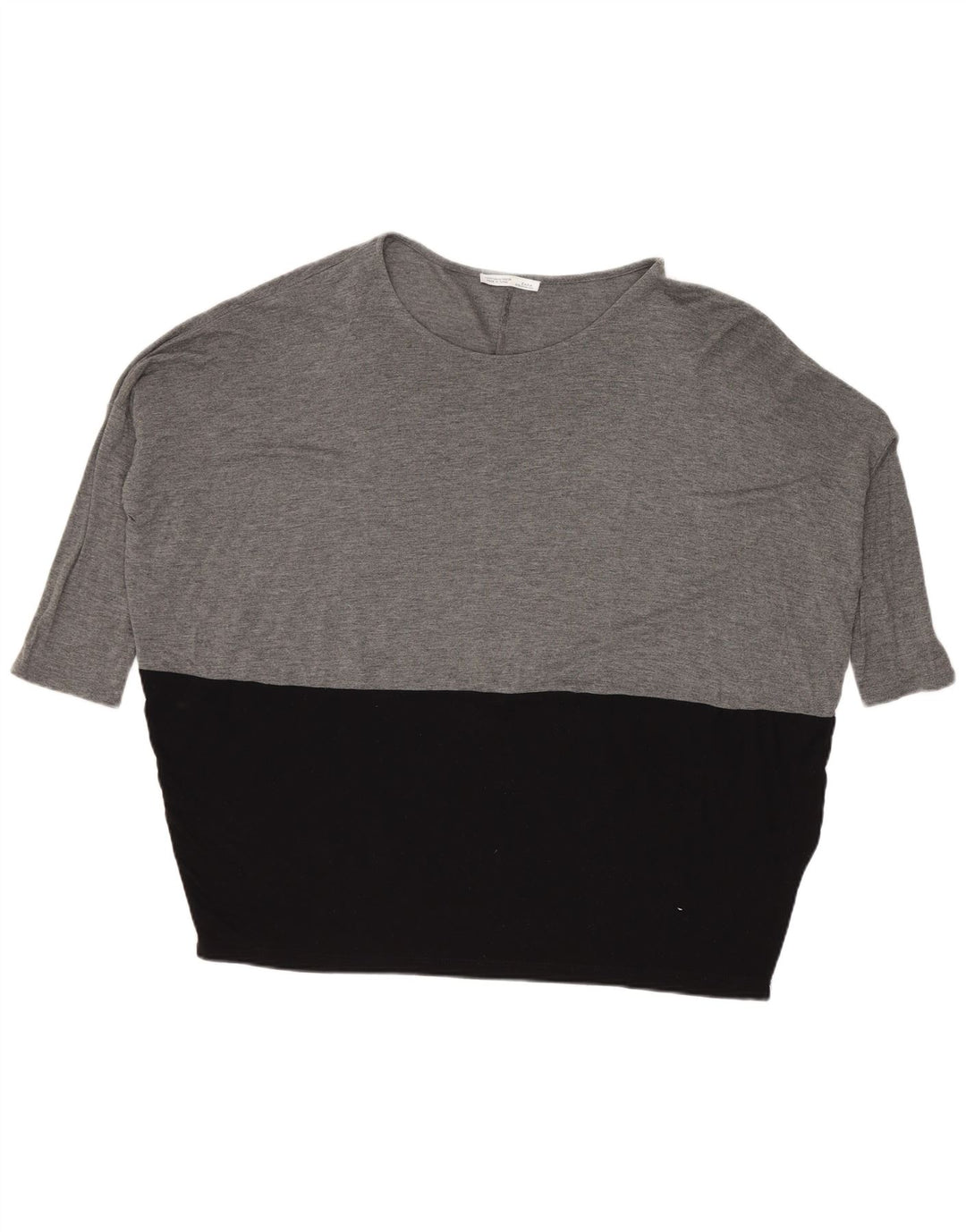 Zara Mujer Top Extragrande Manga 3/4 UK 44 Gris Medio Colorblock