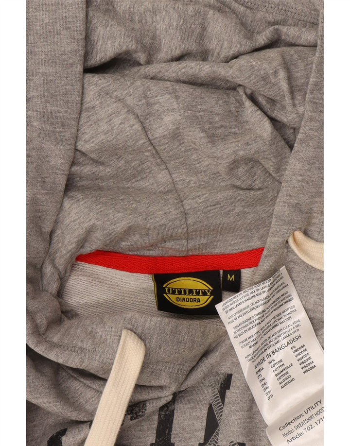 Diadora Jersey Con Capucha Gráfica De Algodón Gris Medio Hombre