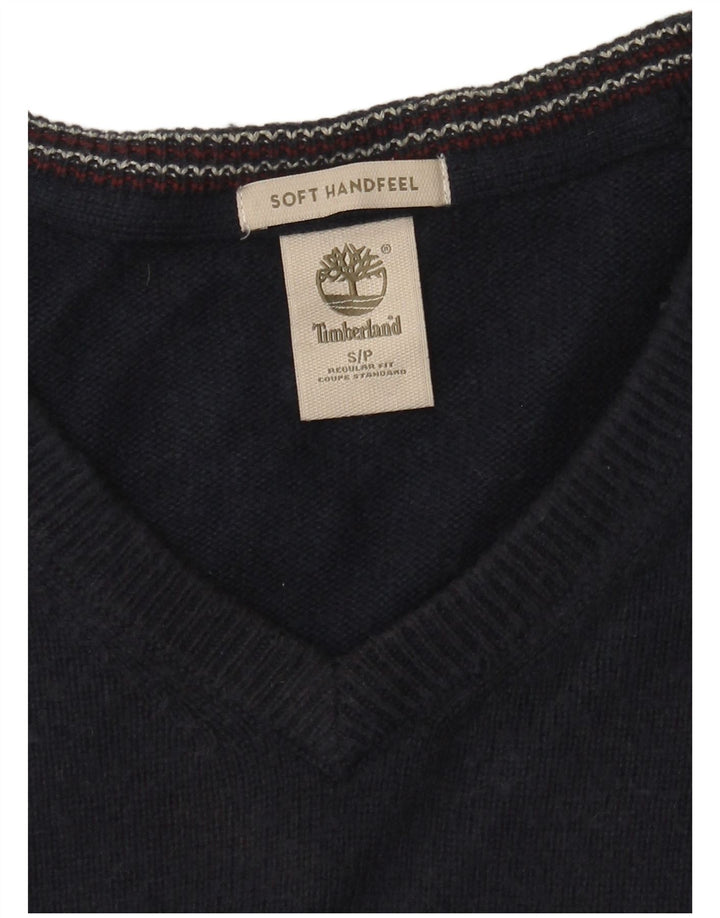 Timberland Suéter tipo jersey con cuello en V y ajuste regular para hombre pequeño azul marino