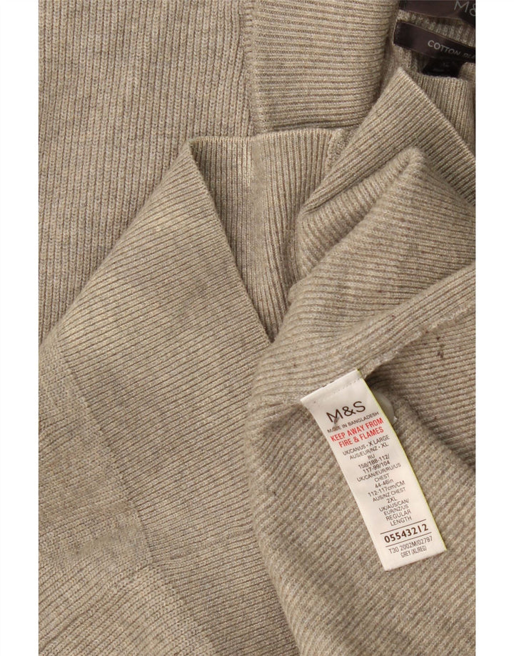 MARKS & SPENCER Suéter tipo cárdigan para hombre UK 44/46 XL Gris Poliéster