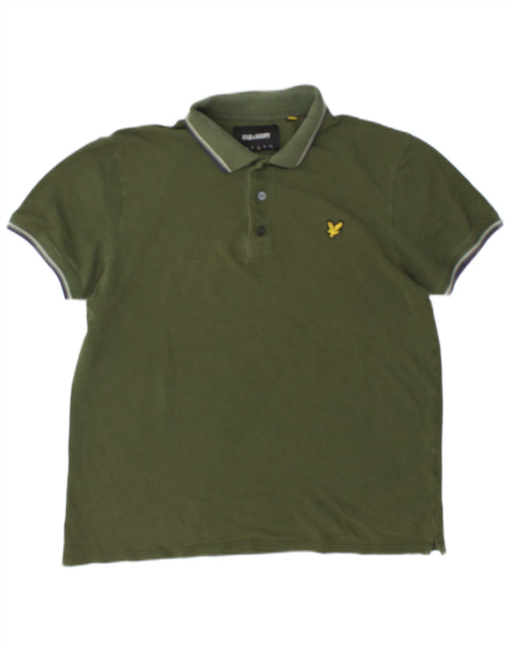 Lyle & Scott Polo para hombre de algodón caqui grande