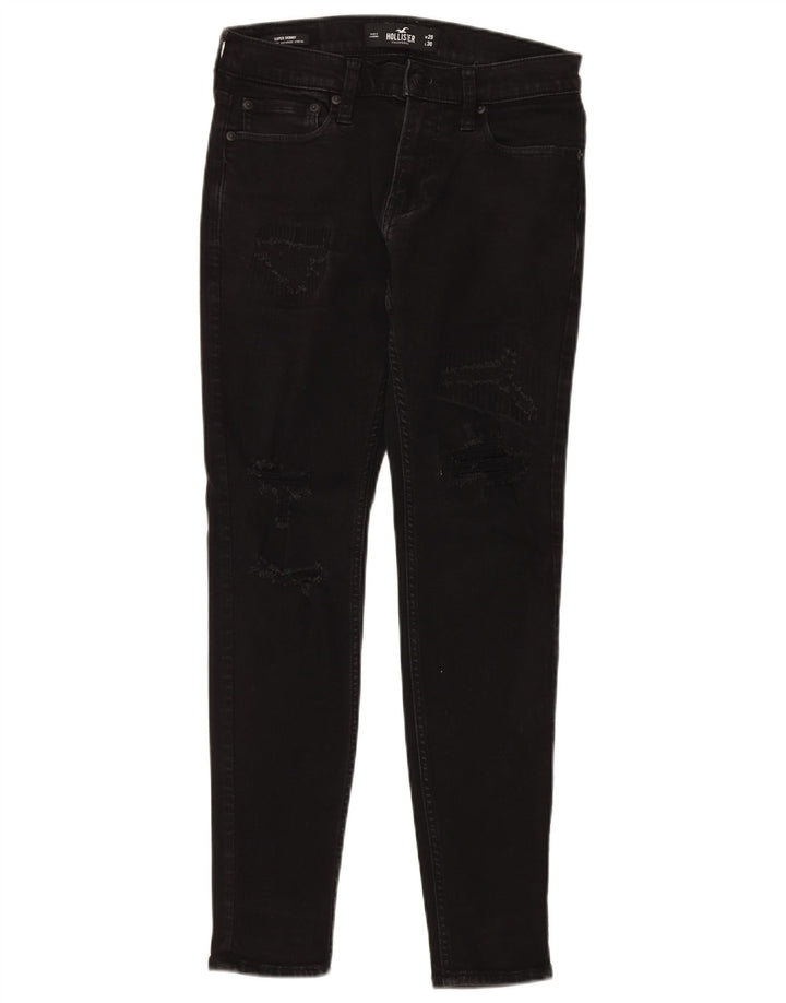 HOLLISTER Vaqueros pitillo desgastados para mujer W29 L30 Algodón negro