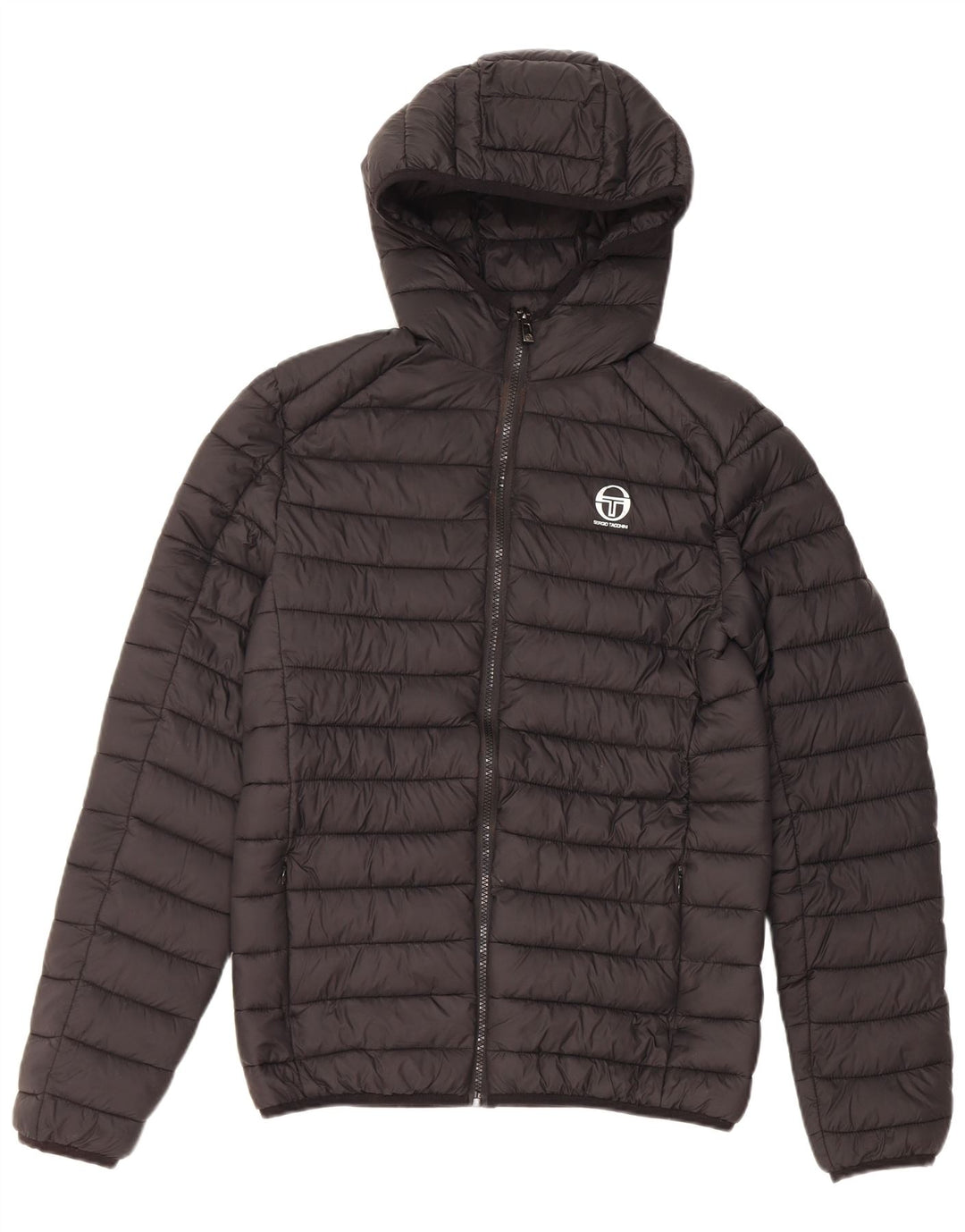 Sergio Tacchini Chaqueta acolchada con capucha para hombre UK 36 Small Black Nylon