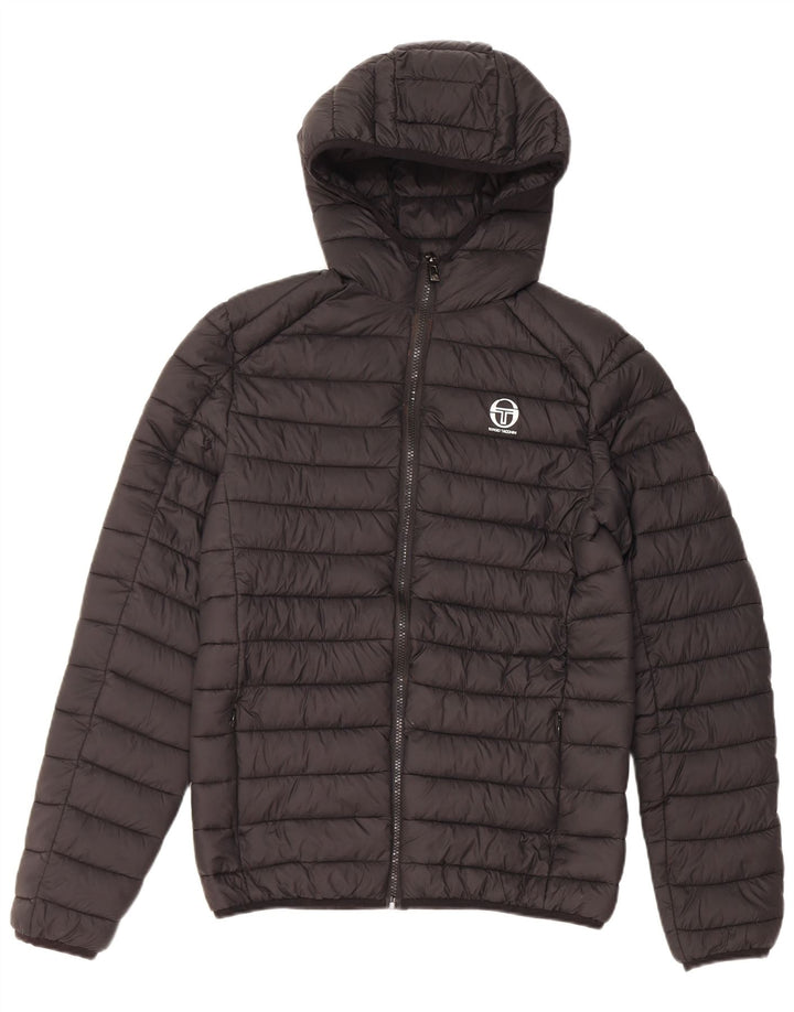 Sergio Tacchini Chaqueta acolchada con capucha para hombre UK 36 Small Black Nylon