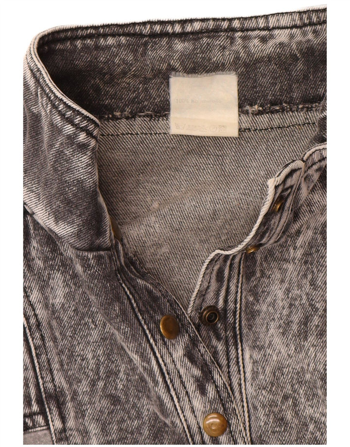 VINTAGE Mujer Jersey Chaqueta Denim Reino Unido 20 2XL Algodón Gris