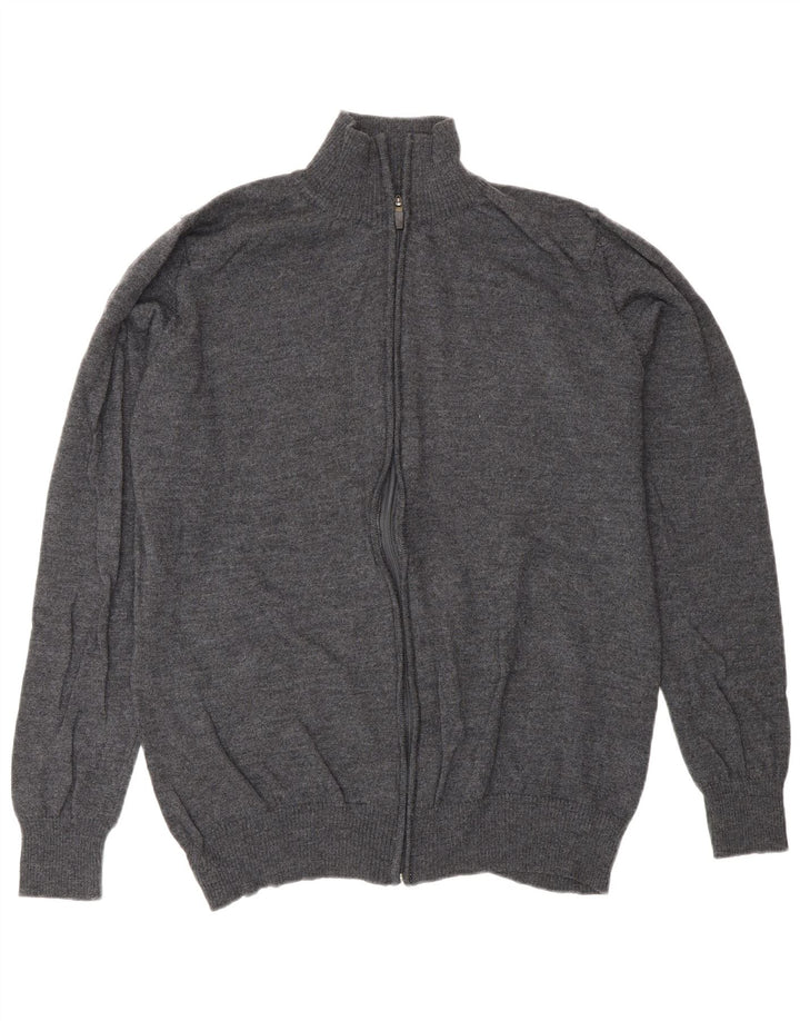 Zara Hombre Jersey Cárdigan XL Lana Gris