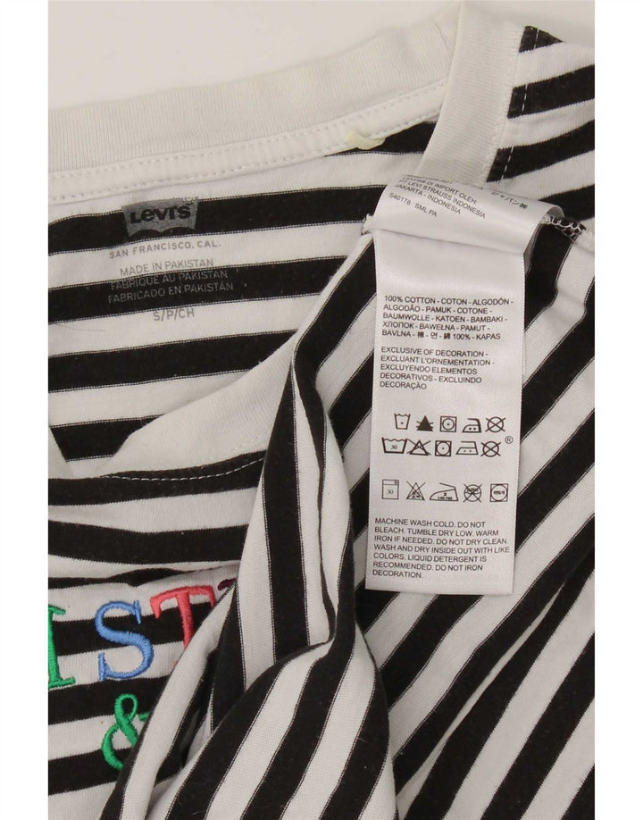 Levi's Top gráfico extragrande para mujer, manga larga, talla 40, talla pequeña, color negro a rayas
