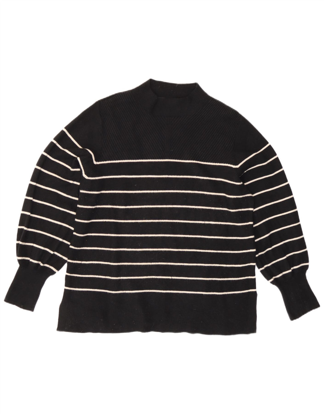 Marks & Spencer Jersey con Cuello Alto para Mujer UK 46 Grande Rayas Negras