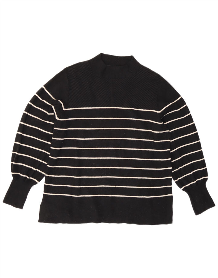 Marks & Spencer Jersey con Cuello Alto para Mujer UK 46 Grande Rayas Negras
