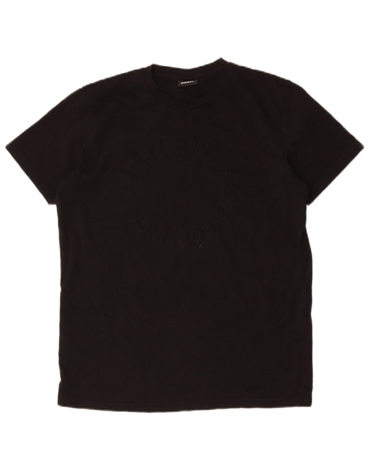 Diesel Mens Graphic T-Shirt Top Medium Black