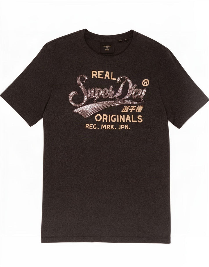 Superdry Camiseta gráfica para mujer Top UK 40 Algodón gris medio