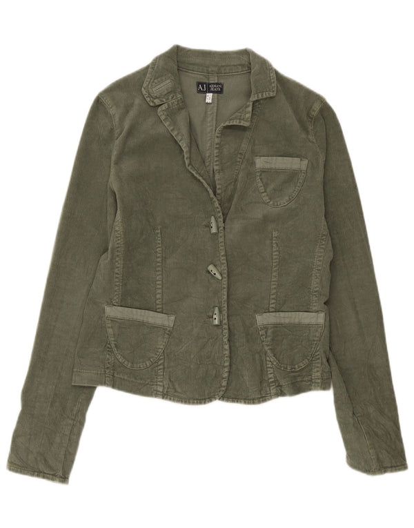 Armani Jeans Chaqueta Blazer de Pana con 3 Botones para Mujer UK 46 Grande Caqui