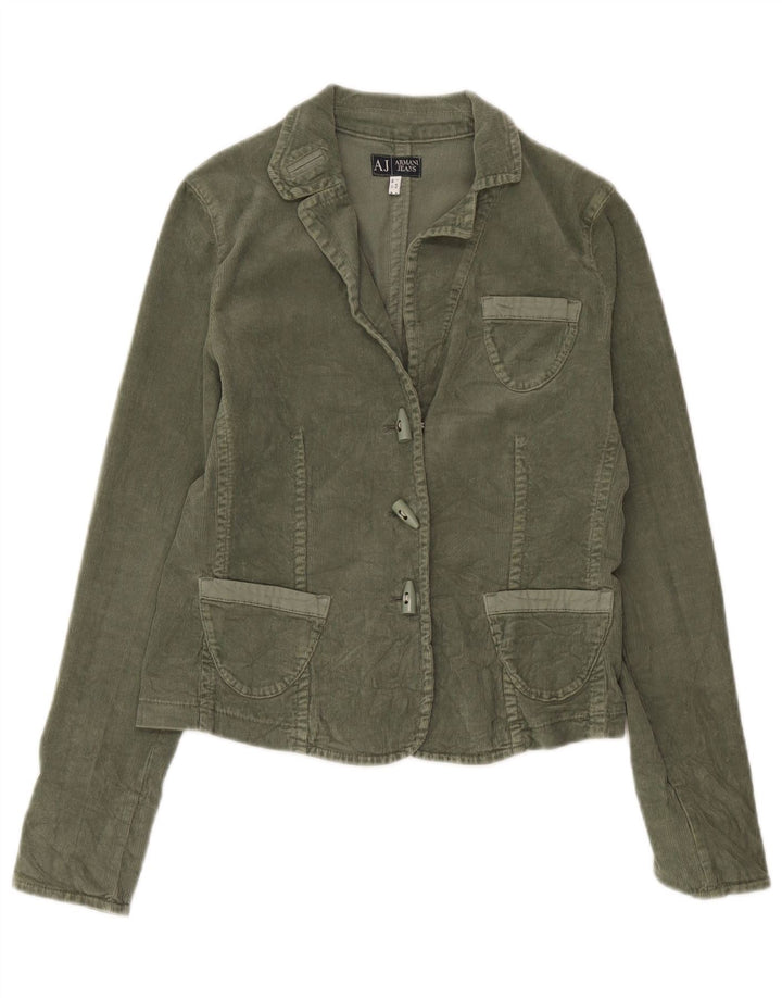 Armani Jeans Chaqueta Blazer de Pana con 3 Botones para Mujer UK 46 Grande Caqui
