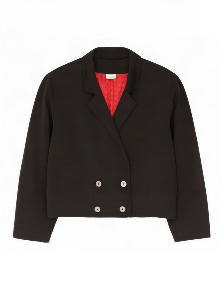 Vintage mujer oversize doble pecho Blazer chaqueta Reino Unido 10 pequeño negro