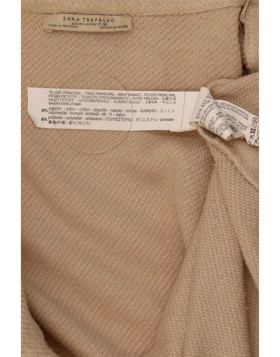 Zara Mujer Suéter Cárdigan Largo Extragrande UK 44 Medio Beige