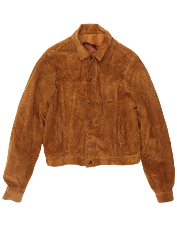 Vintage mujer ante chaqueta Reino Unido 14 marrón medio