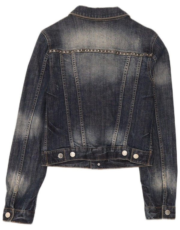 Karen Millen Chaqueta vaquera corta para mujer UK 8 Small Azul marino Algodón
