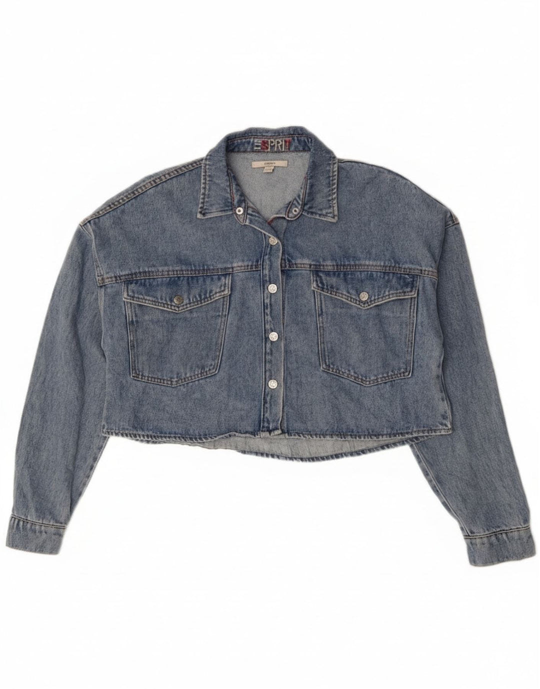 Esprit Chaqueta Vaquera Corta Extragrande para Mujer UK 10 Small Algodón Azul