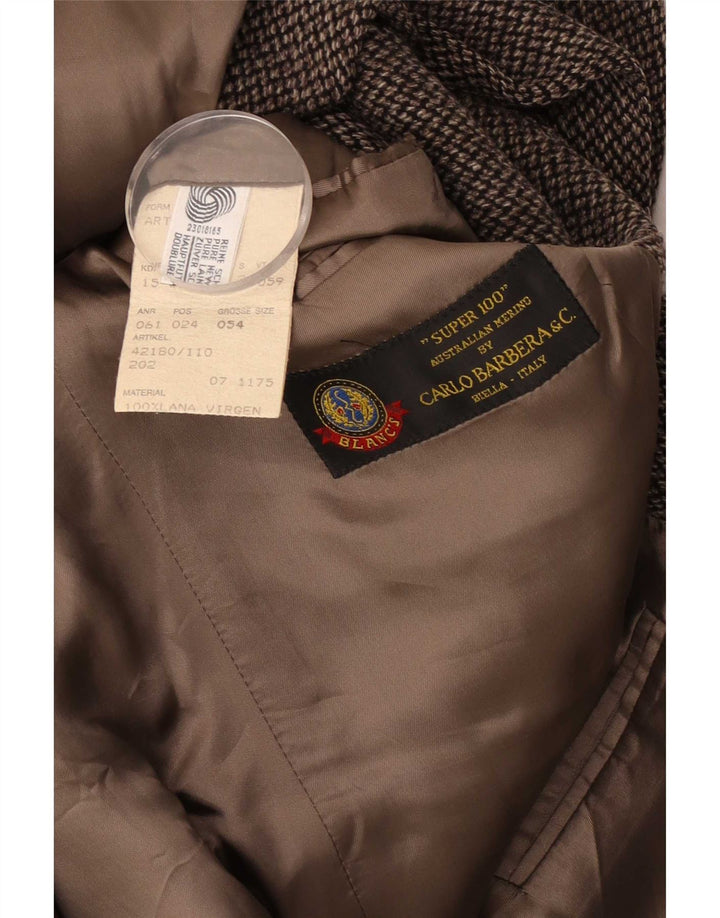 Carlo Barbera Chaqueta tipo blazer de 3 botones para hombre IT 54 2XL Pata de gallo marrón