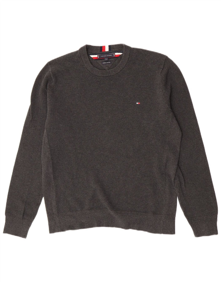 Tommy Hilfiger Jersey con Cuello Redondo para Hombre XL Algodón Gris