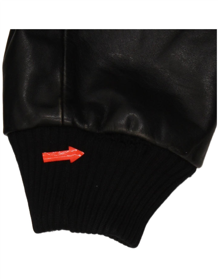 Vintage hombres cuero chaqueta militar Reino Unido 38 cuero negro medio
