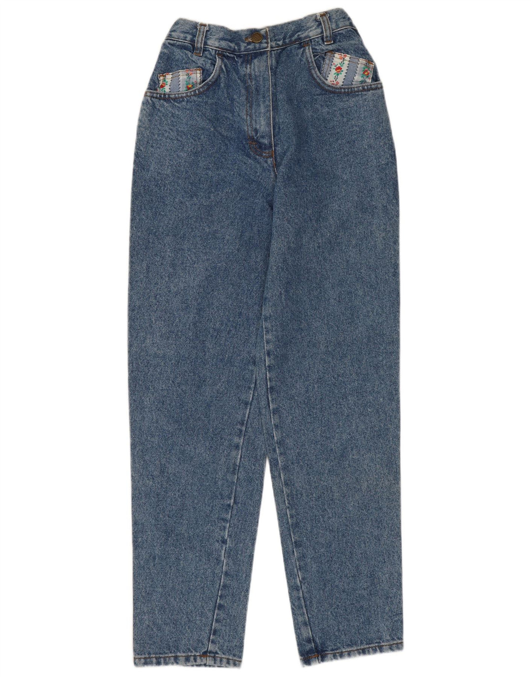 VINTAGE Jeans cónicos para mujer EU 40 Medio W28 L28 Algodón floral azul