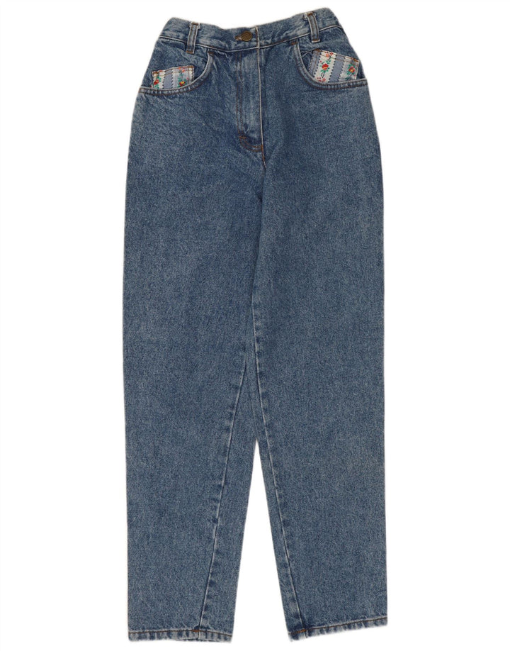 VINTAGE Jeans cónicos para mujer EU 40 Medio W28 L28 Algodón floral azul