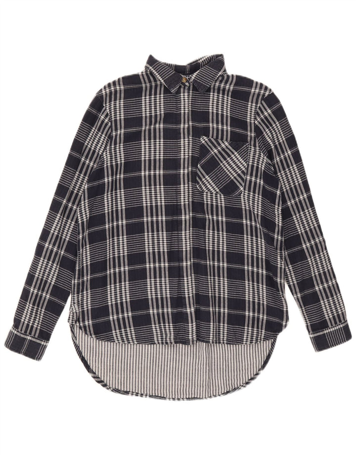 Marks & Spencer Camisa extragrande para mujer UK 8 Small Azul marino Cuadros Algodón