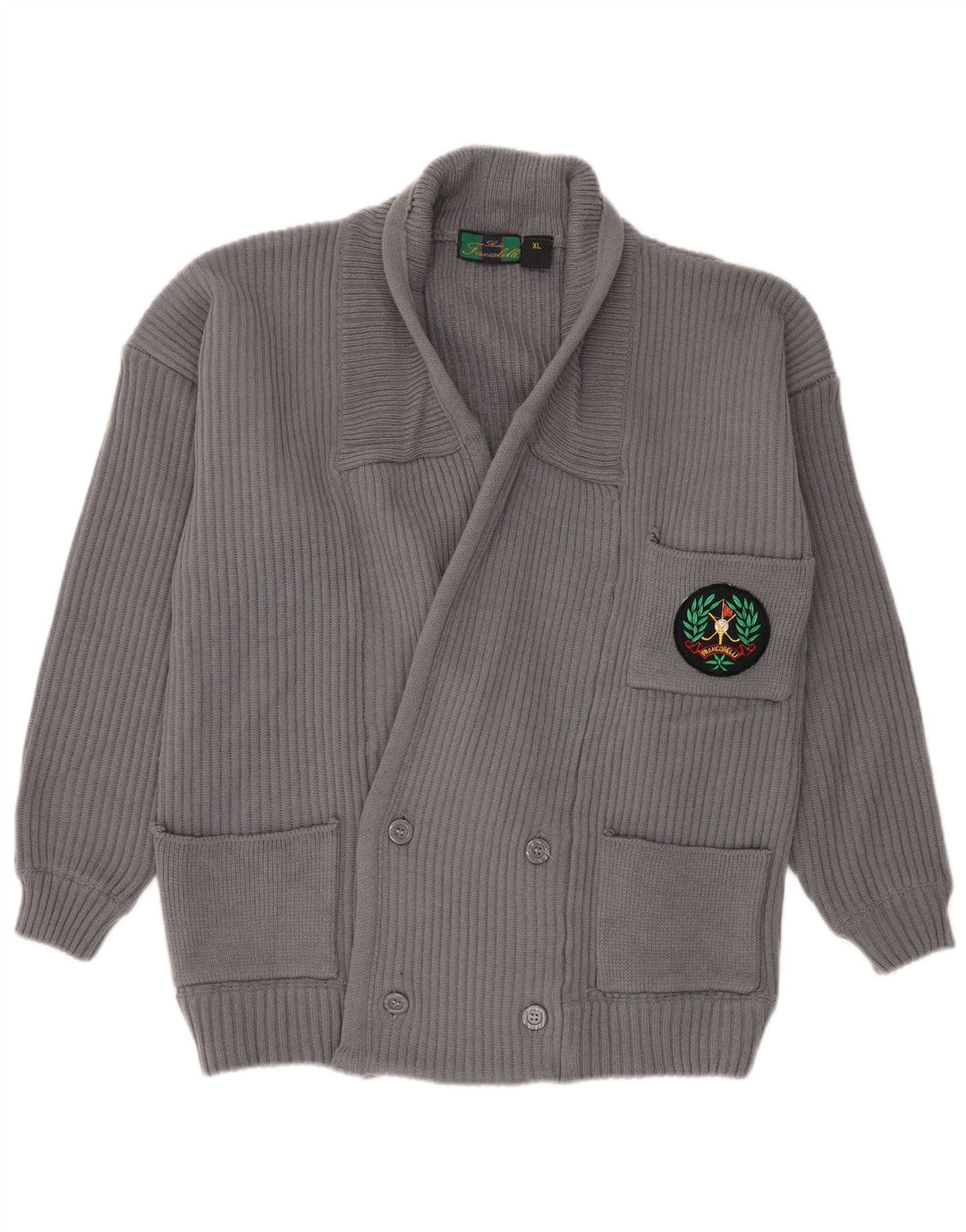 Vintage Hombres Cardigan Suéter XL Gris