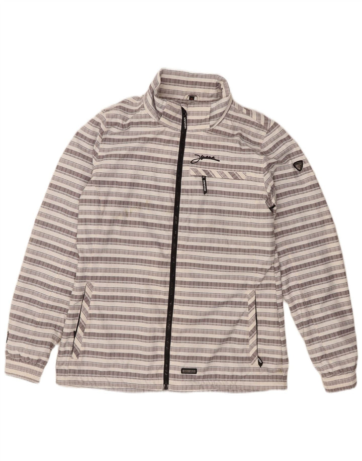 Iguana Chaqueta impermeable con capucha para hombre UK 42 XL Poliéster a rayas grises