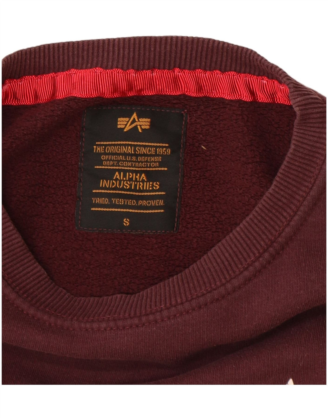 ALPHA INDUSTRIES Sudadera para hombre Jumper Small Borgoña Algodón