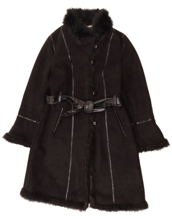 Pizazz Abrigo Sherpa para Mujer UK 44 Poliéster Negro Mediano