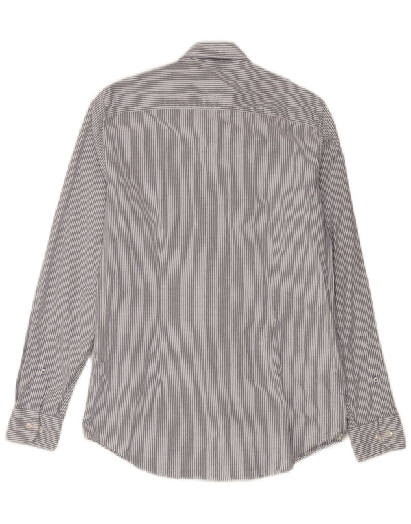 Camisa Tommy Hilfiger Slim Fit de algodón a rayas azules grandes para hombre