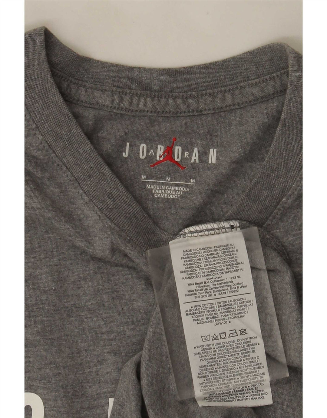 Jordan - Camiseta gráfica para hombre, parte superior de algodón moteado en gris medio