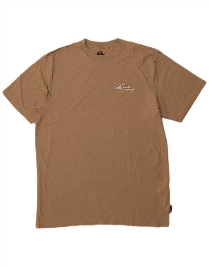 QUIKSILVER Camiseta gráfica de ajuste regular para hombre Top grande de algodón beige