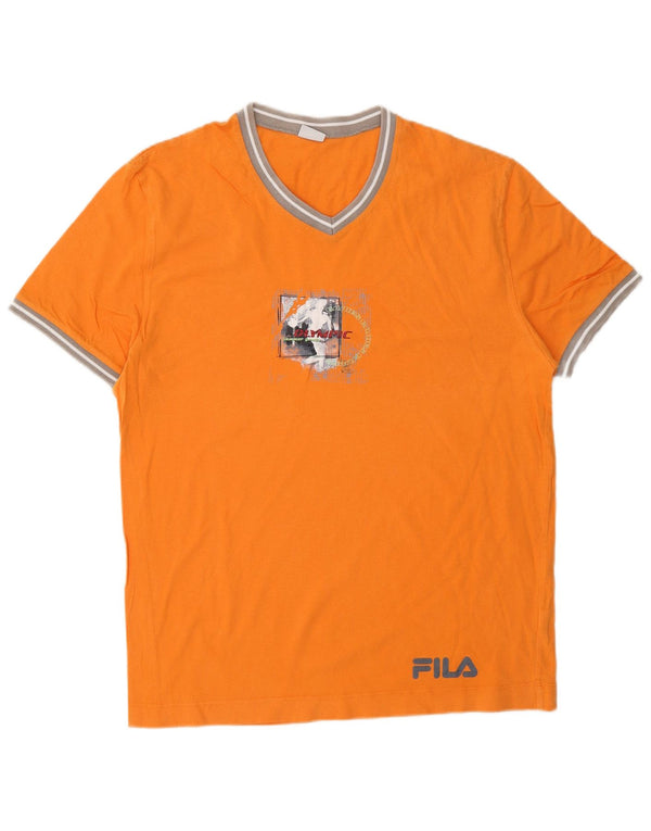 FILA Camiseta gráfica para hombre Top XS Naranja Algodón