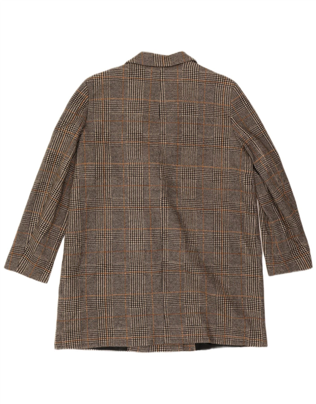 ZARA Mujer Abrigo Cruzado ES 39 2XL Poliéster Pata De Gallo Gris