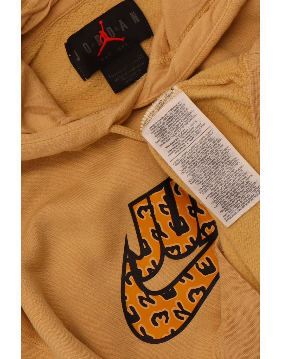 JORDAN Jersey con capucha gráfica para hombre pequeño algodón amarillo