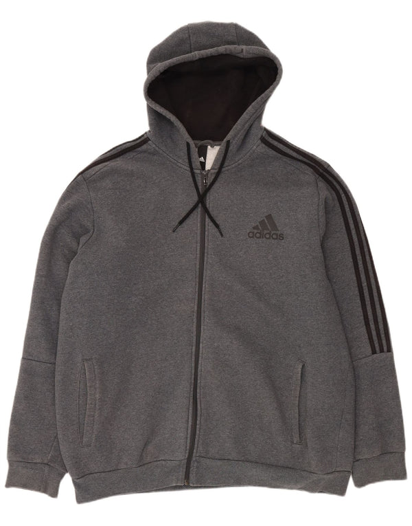 ADIDAS Sudadera con capucha y cremallera para hombre 2XL Gris
