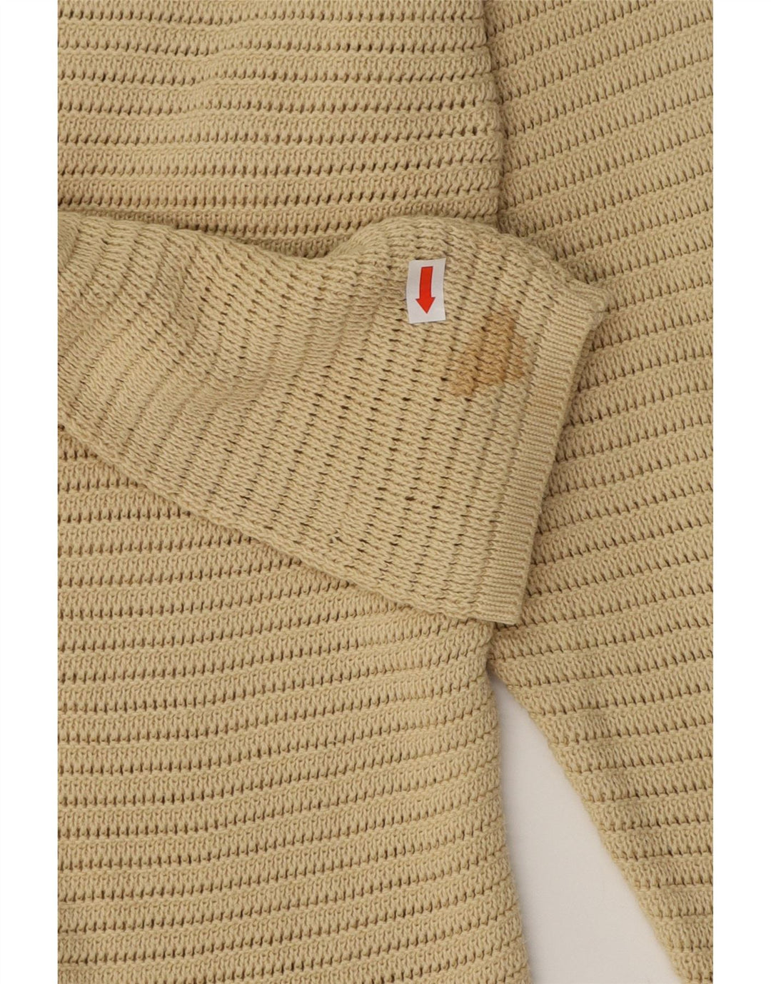 BENETTON Jersey de crochet con cuello barco para mujer UK 42 Algodón beige medio